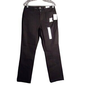 St Johns Bay Comfort Waist Secretly Slender Mid Rise Straight Leg Pants Black 6P